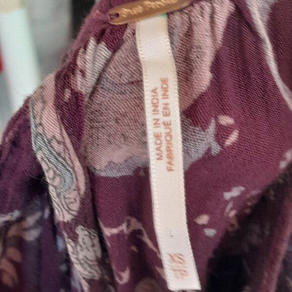 Free People Boho Hippie Lace Whimsigoth Paisley Sz XS Tunic Mini Dress Burgundy - Picture 9 of 12